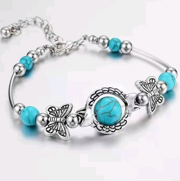 New Turquoise & Butterfly Decor Bracelet‎ For Wan - Picture 1 of 6